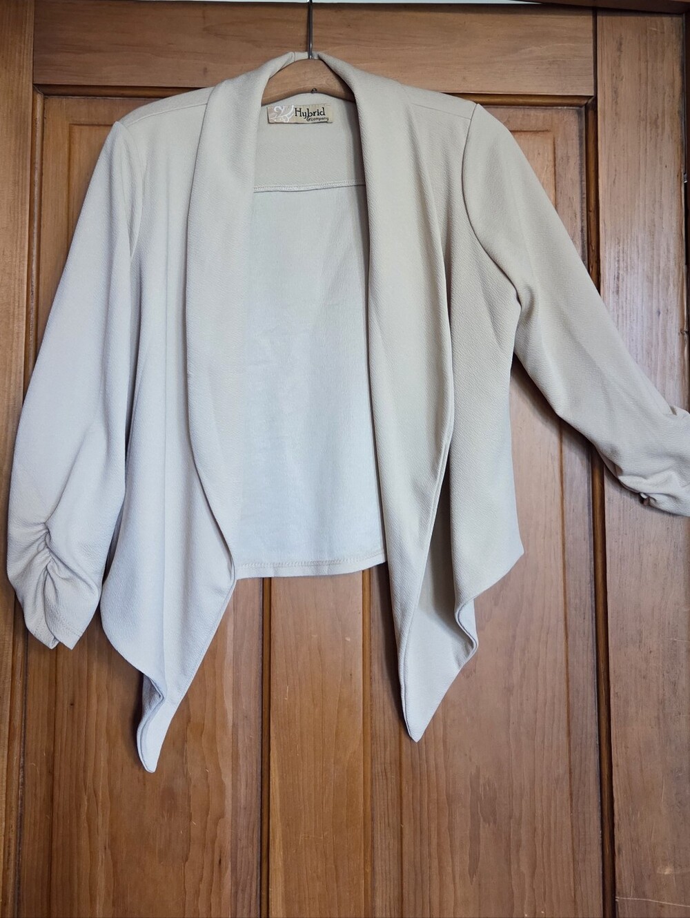 Hybrid & company Light Beige Draped Open-Front Cardigan